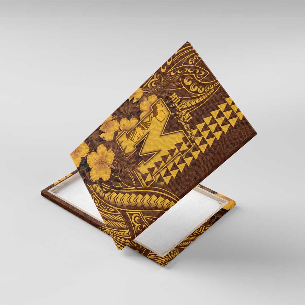 Hawaii Mililani High School Canvas Wall Art Tribal Tattoo With Hibiscus Flowers