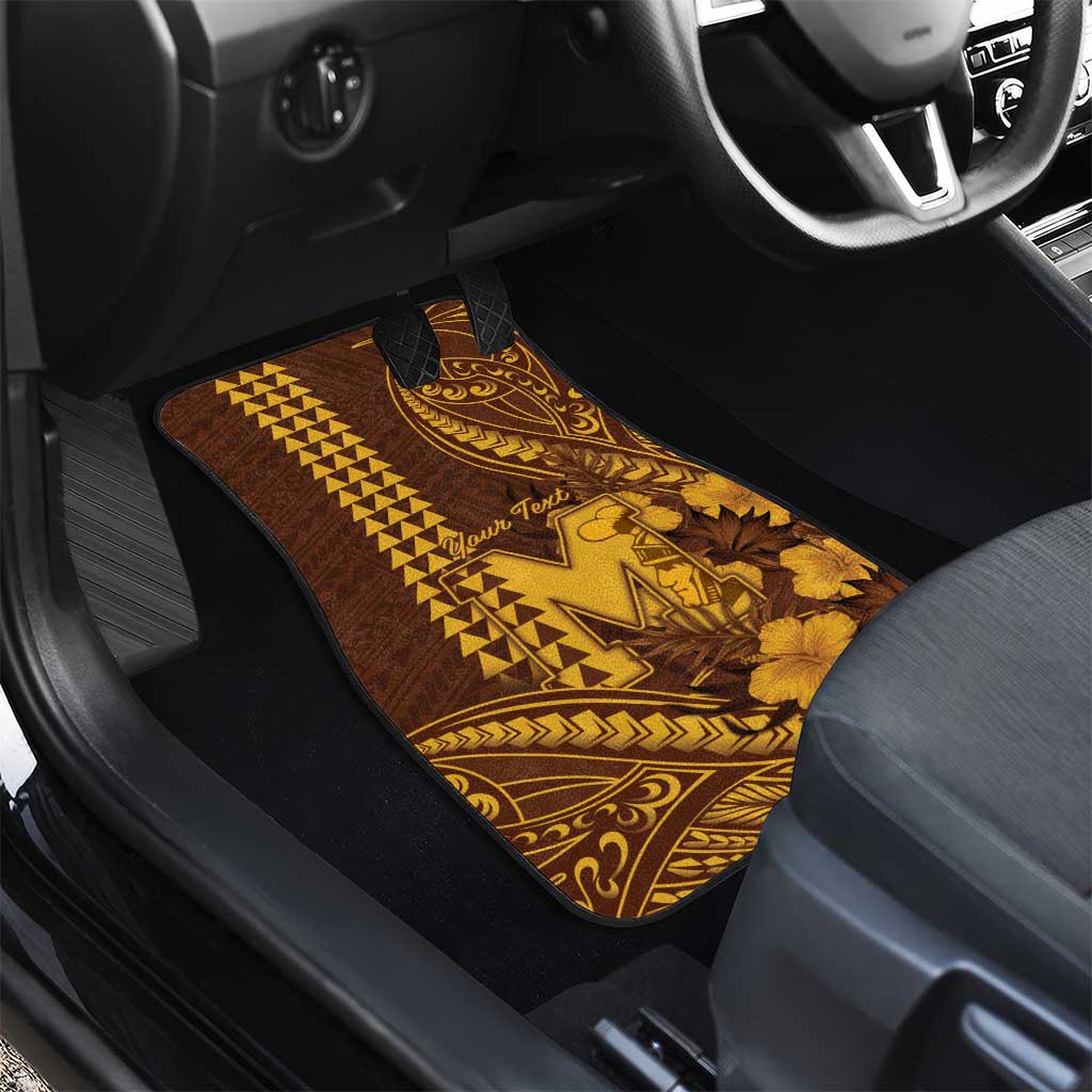 Personalised Hawaii Mililani High School Car Mats Tribal Tattoo With Hibiscus Flowers