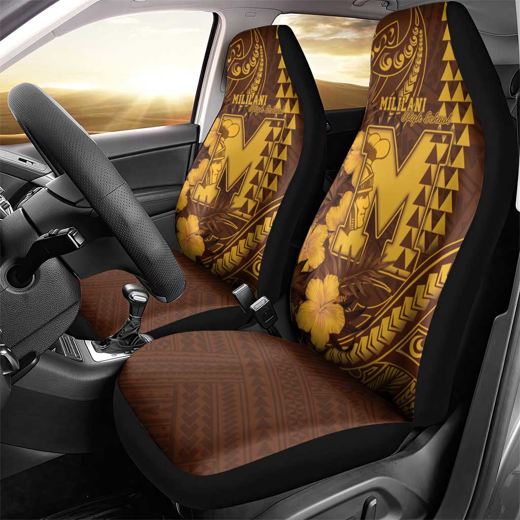 Hawaii Mililani High School Car Seat Cover Tribal Tattoo With Hibiscus Flowers