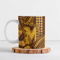 Personalised Hawaii Mililani High School Ceramic Mug Tribal Tattoo With Hibiscus Flowers