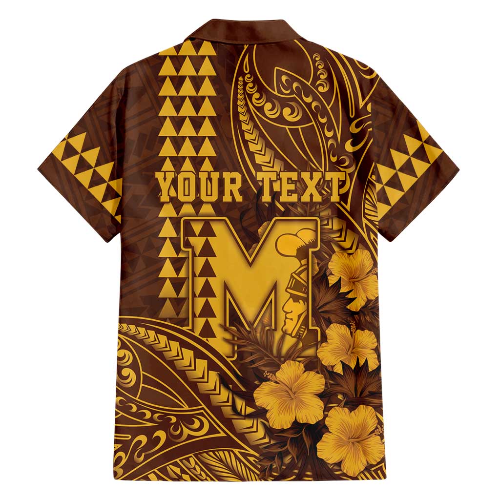 Personalised Hawaii Mililani High School Family Matching Long Sleeve Bodycon Dress and Hawaiian Shirt Tribal Tattoo With Hibiscus Flowers LT05 - Polynesian Pride