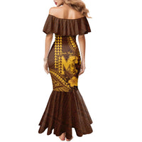 Personalised Hawaii Mililani High School Family Matching Mermaid Dress and Hawaiian Shirt Tribal Tattoo With Hibiscus Flowers LT05 - Polynesian Pride