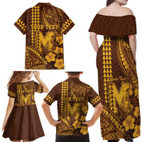 Personalised Hawaii Mililani High School Family Matching Off Shoulder Maxi Dress and Hawaiian Shirt Tribal Tattoo With Hibiscus Flowers LT05 - Polynesian Pride