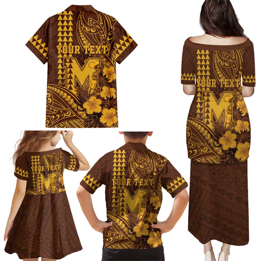 Personalised Hawaii Mililani High School Family Matching Puletasi and Hawaiian Shirt Tribal Tattoo With Hibiscus Flowers LT05 - Polynesian Pride