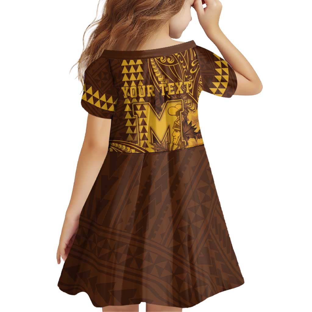 Personalised Hawaii Mililani High School Family Matching Short Sleeve Bodycon Dress and Hawaiian Shirt Tribal Tattoo With Hibiscus Flowers LT05 - Polynesian Pride