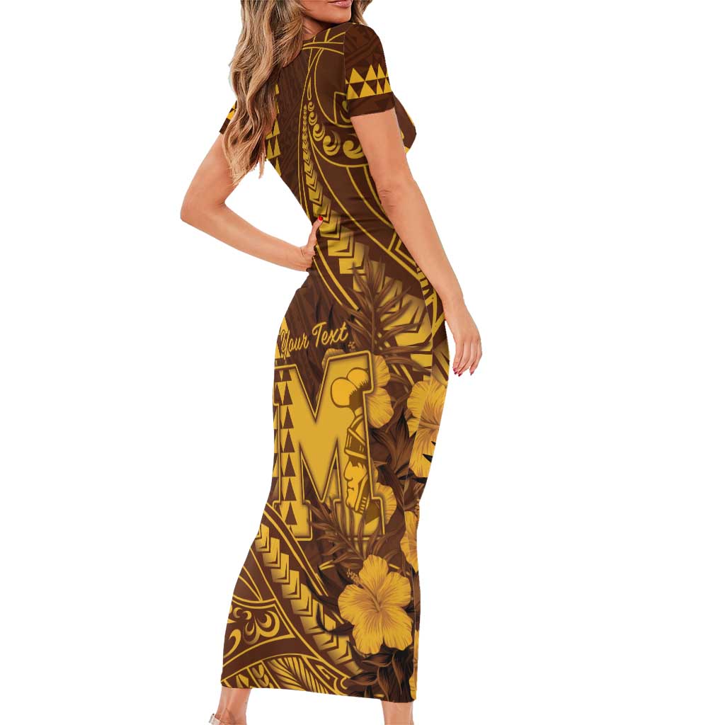 Personalised Hawaii Mililani High School Family Matching Short Sleeve Bodycon Dress and Hawaiian Shirt Tribal Tattoo With Hibiscus Flowers LT05 - Polynesian Pride