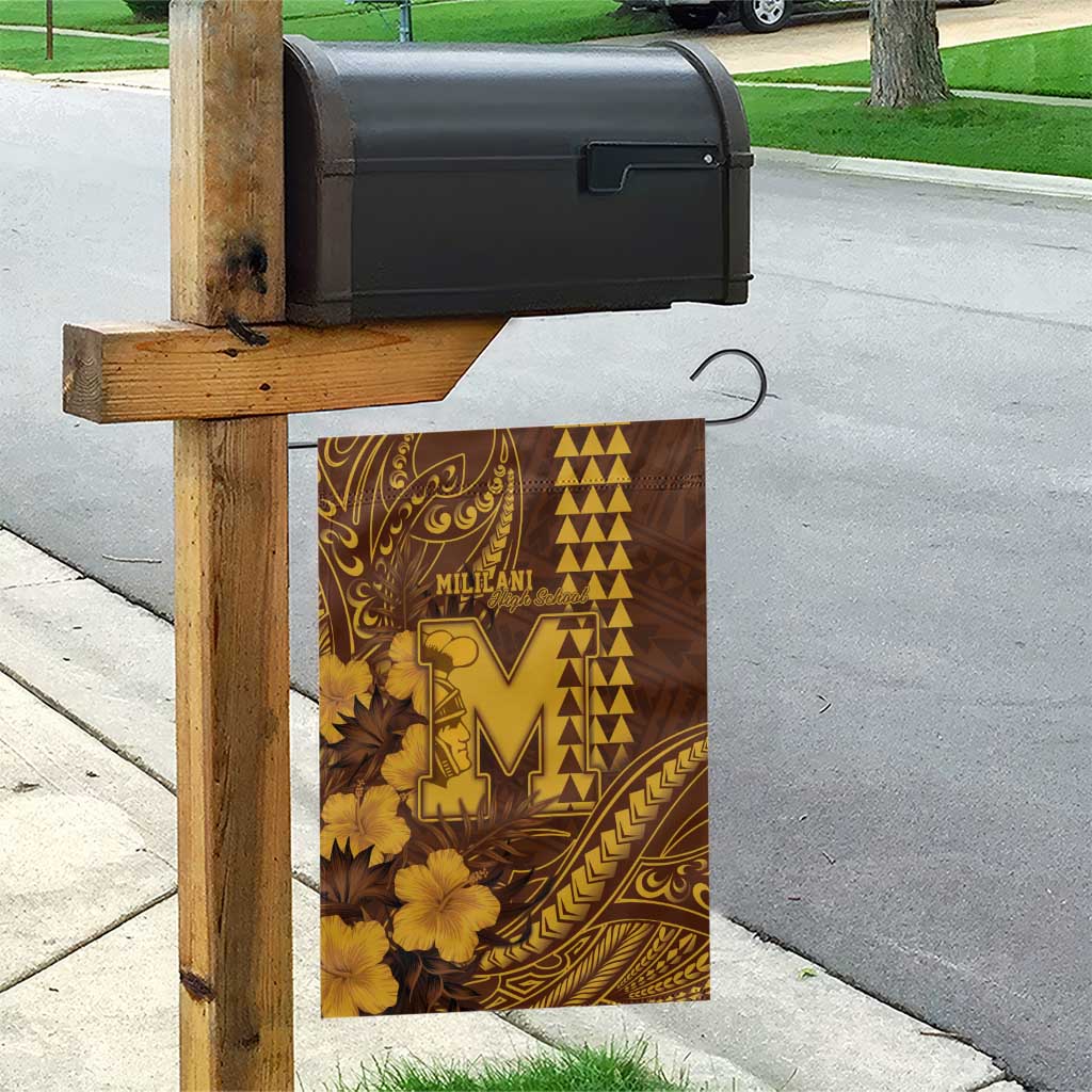 Hawaii Mililani High School Garden Flag Tribal Tattoo With Hibiscus Flowers