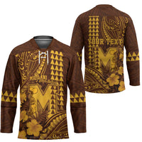 Personalised Hawaii Mililani High School Hockey Jersey Tribal Tattoo With Hibiscus Flowers