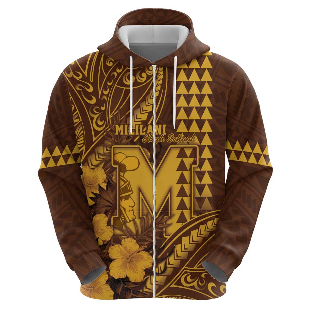Personalised Hawaii Mililani High School Hoodie Tribal Tattoo With Hibiscus Flowers