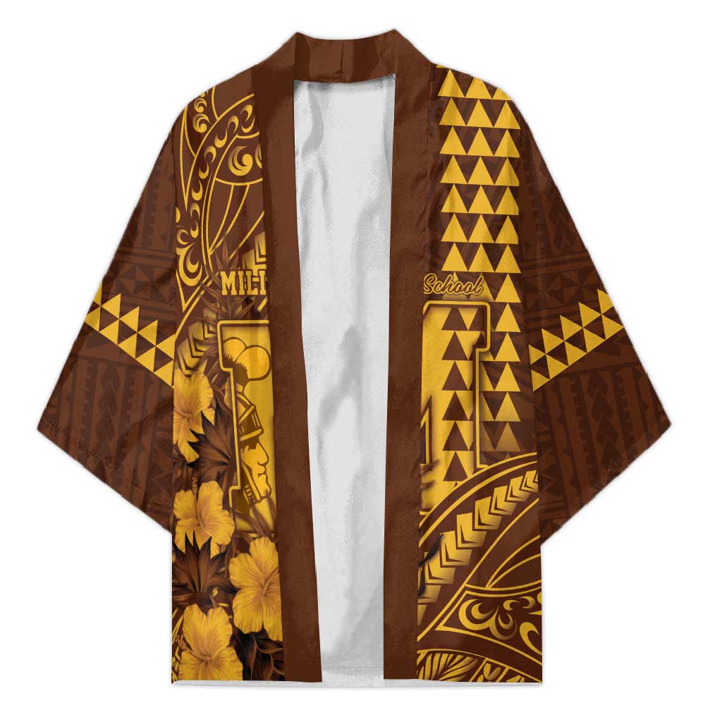 Personalised Hawaii Mililani High School Kimono Tribal Tattoo With Hibiscus Flowers