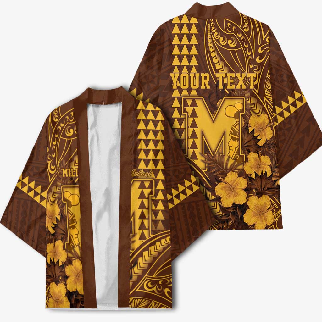 Personalised Hawaii Mililani High School Kimono Tribal Tattoo With Hibiscus Flowers