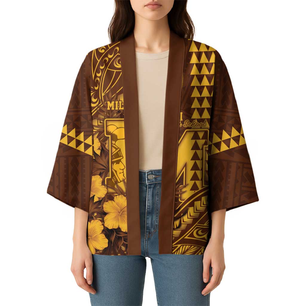 Personalised Hawaii Mililani High School Kimono Tribal Tattoo With Hibiscus Flowers