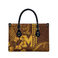 Hawaii Mililani High School Leather Bag Tribal Tattoo With Hibiscus Flowers