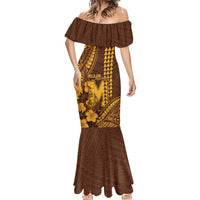 Personalised Hawaii Mililani High School Mermaid Dress Tribal Tattoo With Hibiscus Flowers