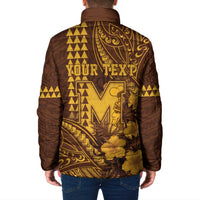 Personalised Hawaii Mililani High School Padded Jacket Tribal Tattoo With Hibiscus Flowers