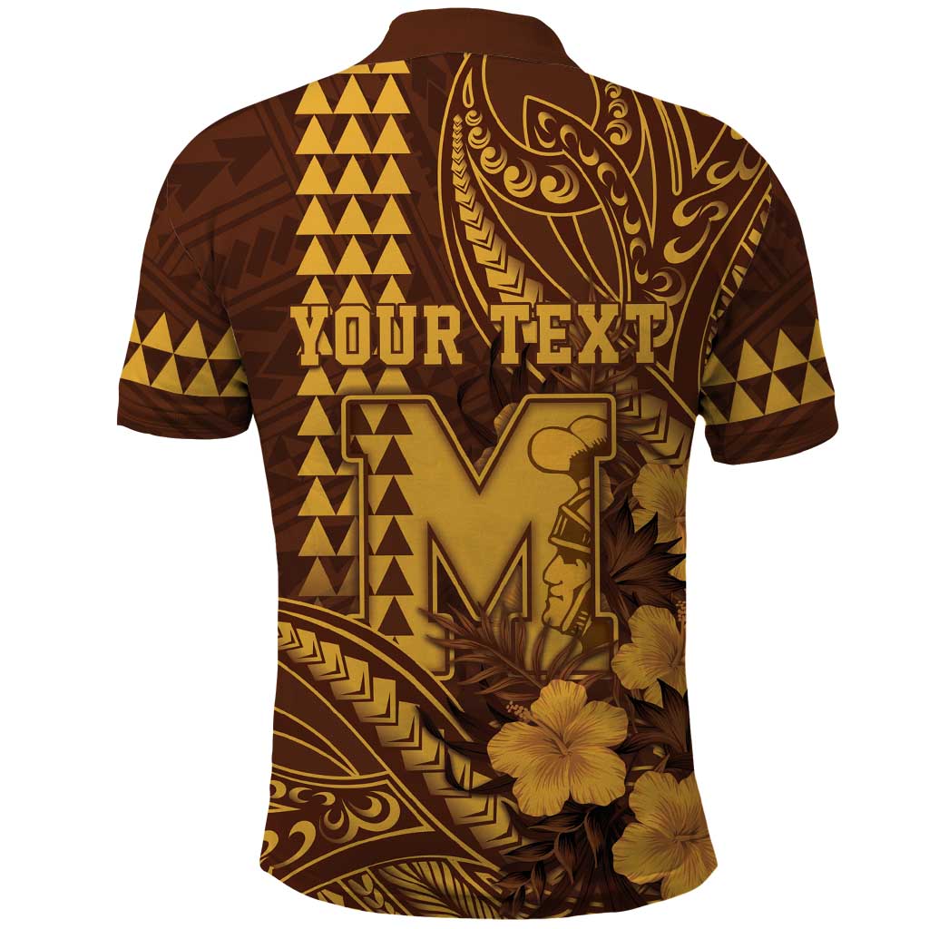 Personalised Hawaii Mililani High School Polo Shirt Tribal Tattoo With Hibiscus Flowers