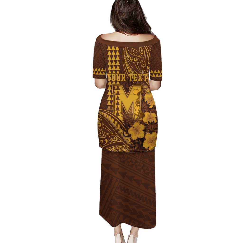 Personalised Hawaii Mililani High School Puletasi Tribal Tattoo With Hibiscus Flowers