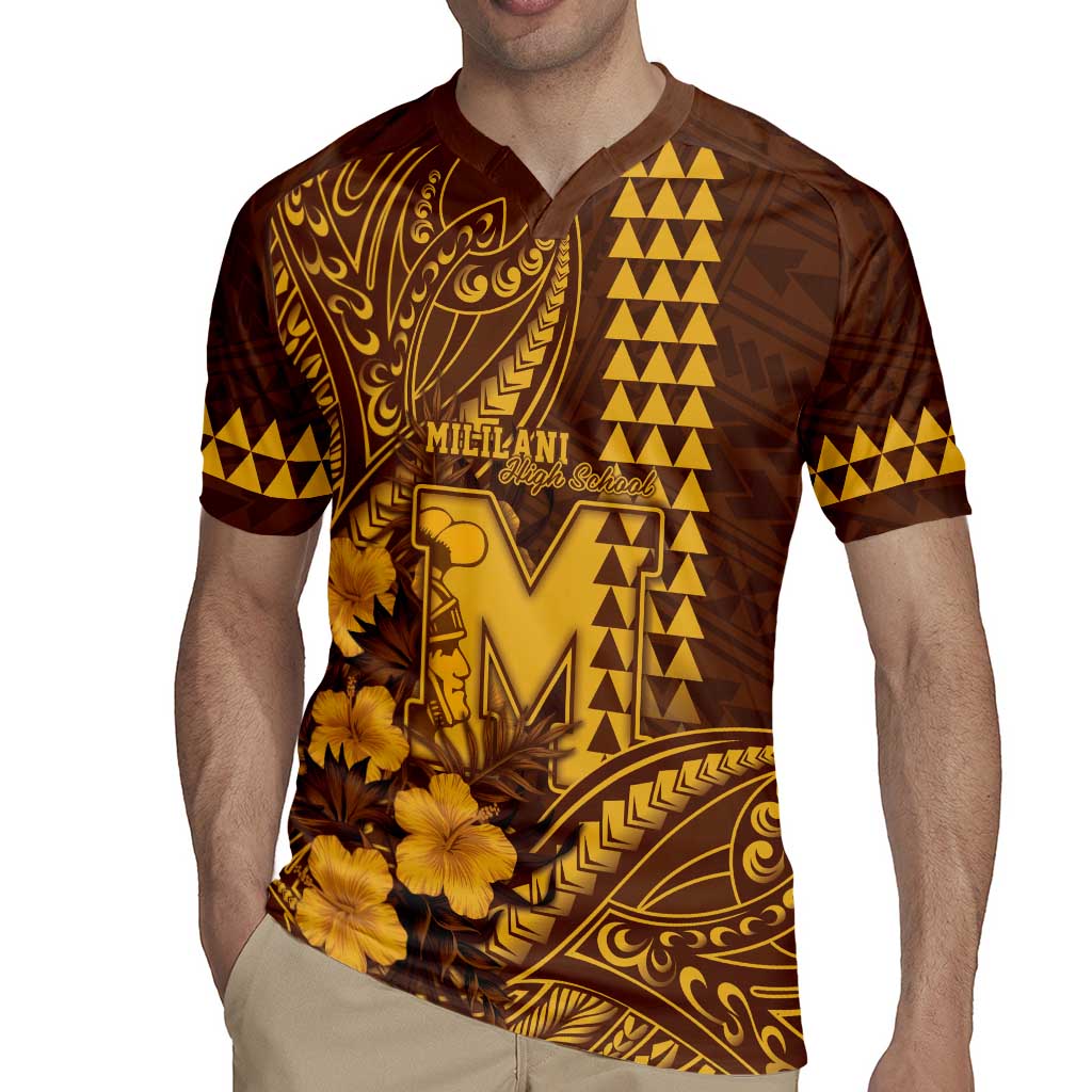Personalised Hawaii Mililani High School Rugby Jersey Tribal Tattoo With Hibiscus Flowers
