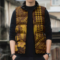 Personalised Hawaii Mililani High School Sleeveless Puffer Jacket Tribal Tattoo With Hibiscus Flowers
