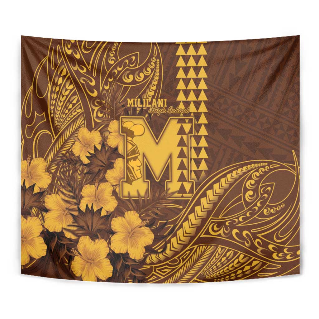 Hawaii Mililani High School Tapestry Tribal Tattoo With Hibiscus Flowers