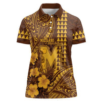 Personalised Hawaii Mililani High School Women Polo Shirt Tribal Tattoo With Hibiscus Flowers LT05 Female Brown - Polynesian Pride