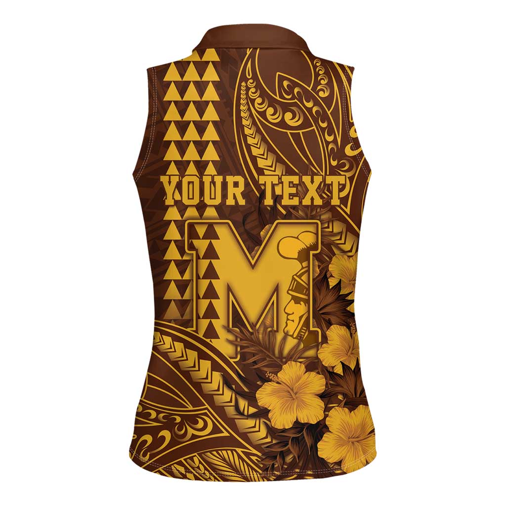 Personalised Hawaii Mililani High School Women Sleeveless Polo Shirt Tribal Tattoo With Hibiscus Flowers LT05 - Polynesian Pride