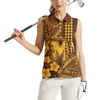 Personalised Hawaii Mililani High School Women Sleeveless Polo Shirt Tribal Tattoo With Hibiscus Flowers LT05 - Polynesian Pride