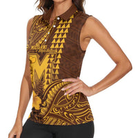 Personalised Hawaii Mililani High School Women Sleeveless Polo Shirt Tribal Tattoo With Hibiscus Flowers LT05 - Polynesian Pride