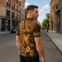 Personalised Hawaii Mililani High School Zipper Polo Shirt Tribal Tattoo With Hibiscus Flowers