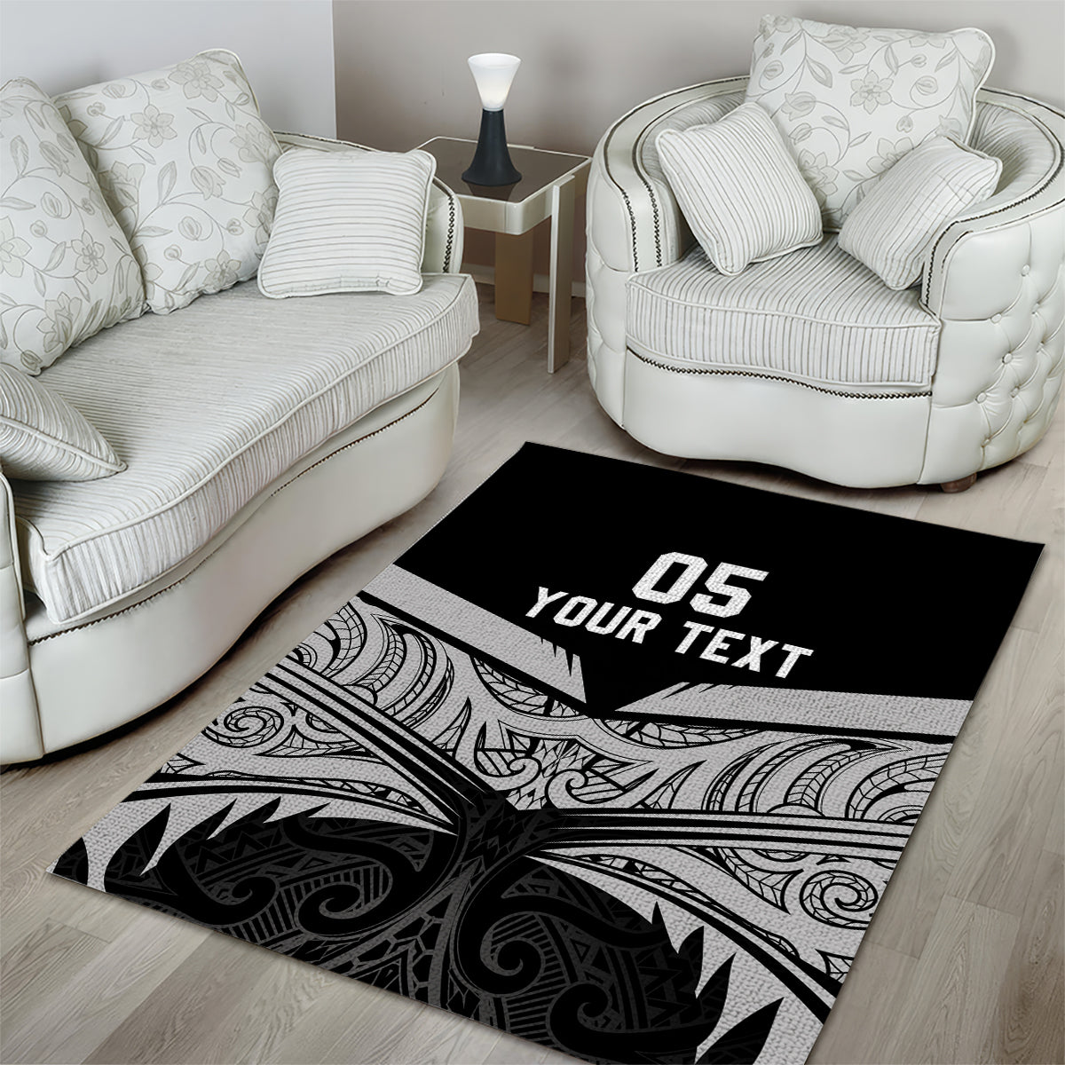 Custom New Zealand Cricket Area Rug Go Champions World Cup 2024 With Maori Pattern LT05 - Polynesian Pride