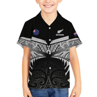 Custom New Zealand Cricket Family Matching Long Sleeve Bodycon Dress and Hawaiian Shirt Go Champions World Cup 2024 With Maori Pattern LT05 Son's Shirt Black - Polynesian Pride