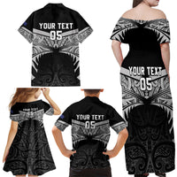 Custom New Zealand Cricket Family Matching Off Shoulder Maxi Dress and Hawaiian Shirt Go Champions World Cup 2024 With Maori Pattern LT05 - Polynesian Pride