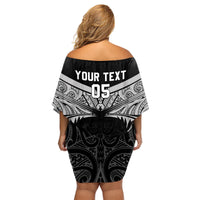 Custom New Zealand Cricket Family Matching Off Shoulder Short Dress and Hawaiian Shirt Go Champions World Cup 2024 With Maori Pattern LT05 - Polynesian Pride