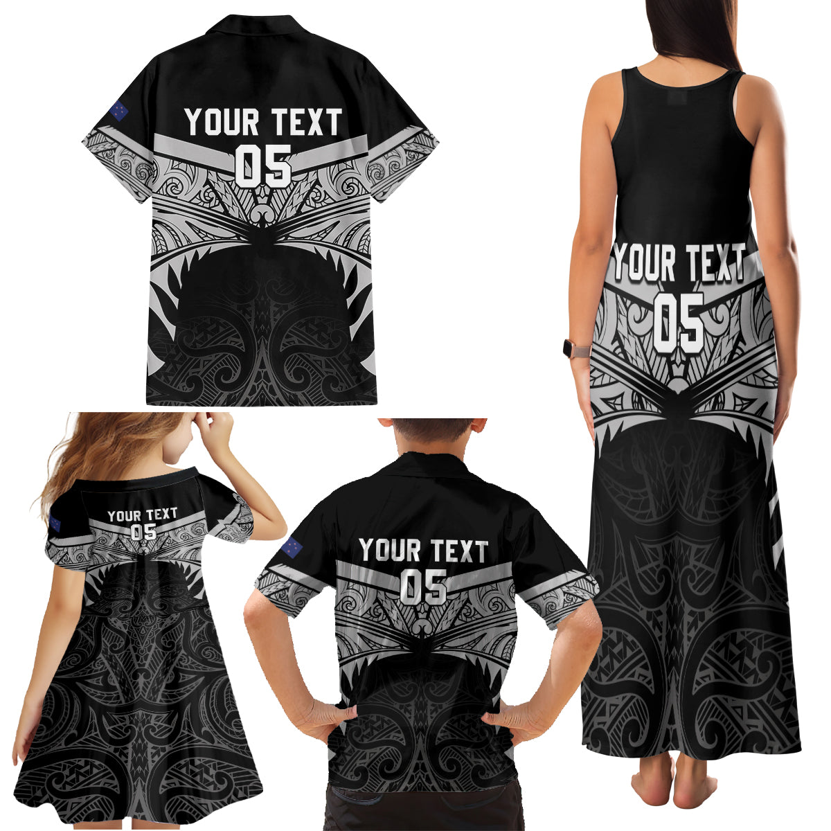 Custom New Zealand Cricket Family Matching Tank Maxi Dress and Hawaiian Shirt Go Champions World Cup 2024 With Maori Pattern LT05 - Polynesian Pride