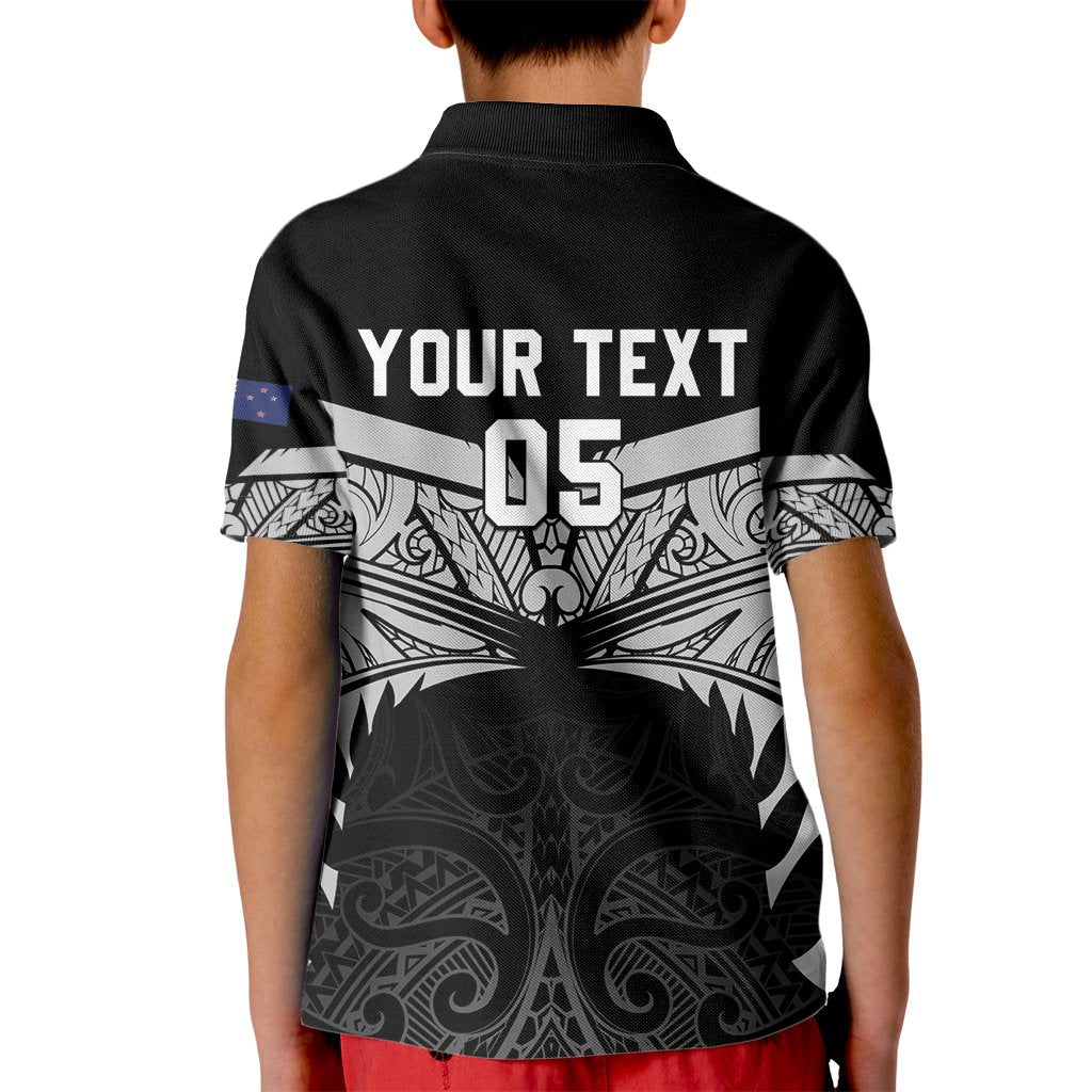 Custom New Zealand Cricket Kid Polo Shirt Go Champions World Cup 2024 With Maori Pattern