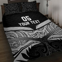 Custom New Zealand Cricket Quilt Bed Set Go Champions World Cup 2024 With Maori Pattern LT05 Black - Polynesian Pride