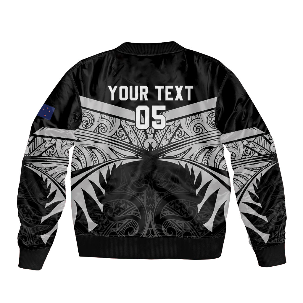 Custom New Zealand Cricket Sleeve Zip Bomber Jacket Go Champions World Cup 2024 With Maori Pattern
