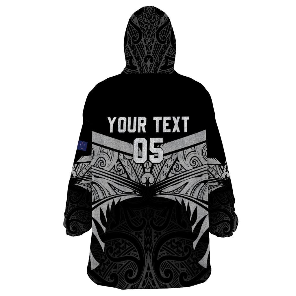 Custom New Zealand Cricket Wearable Blanket Hoodie Go Champions World Cup 2024 With Maori Pattern