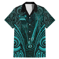 Personalised New Zealand Darts Family Matching Mermaid Dress and Hawaiian Shirt Turquoise Dart Board Maori Pattern LT05 Dad's Shirt - Short Sleeve Turquoise - Polynesian Pride