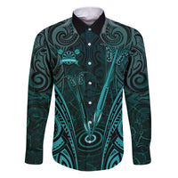 Personalised New Zealand Darts Family Matching Puletasi and Hawaiian Shirt Turquoise Dart Board Maori Pattern