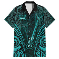 Personalised New Zealand Darts Family Matching Short Sleeve Bodycon Dress and Hawaiian Shirt Turquoise Dart Board Maori Pattern LT05 Dad's Shirt - Short Sleeve Turquoise - Polynesian Pride