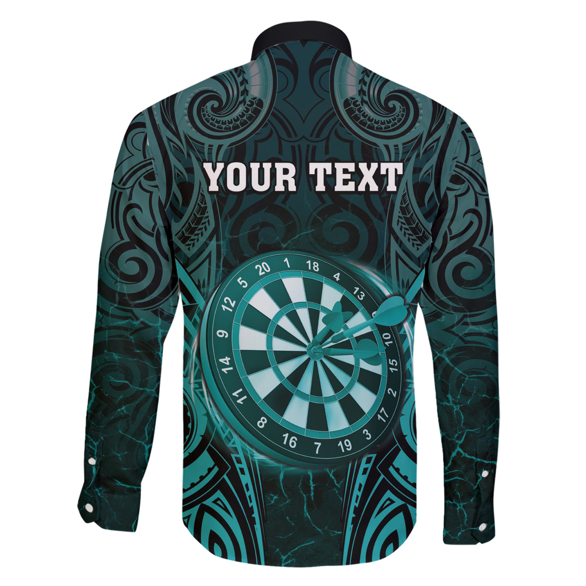 Personalised New Zealand Darts Family Matching Short Sleeve Bodycon Dress and Hawaiian Shirt Turquoise Dart Board Maori Pattern LT05 - Polynesian Pride