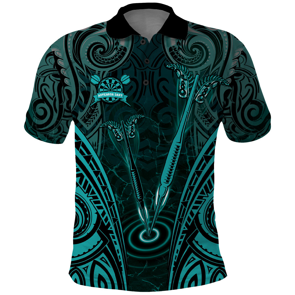 Personalised New Zealand Darts Polo Shirt Turquoise Dart Board Maori Pattern LT05 Turquoise - Polynesian Pride