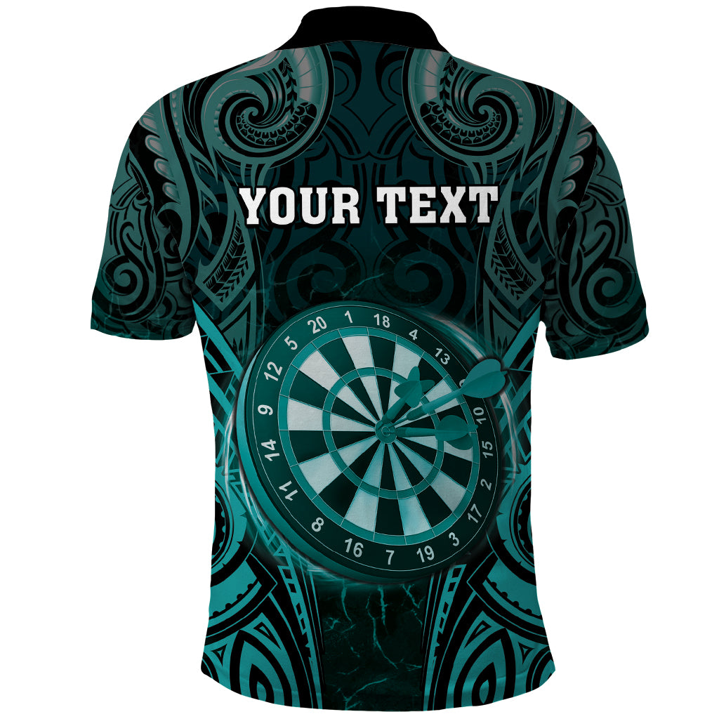 Personalised New Zealand Darts Polo Shirt Turquoise Dart Board Maori Pattern LT05 - Polynesian Pride