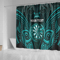 Personalised New Zealand Darts Shower Curtain Turquoise Dart Board Maori Pattern