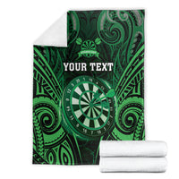 Personalised New Zealand Darts Blanket Green Dart Board Maori Pattern