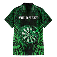 Personalised New Zealand Darts Family Matching Mermaid Dress and Hawaiian Shirt Green Dart Board Maori Pattern LT05 - Polynesian Pride