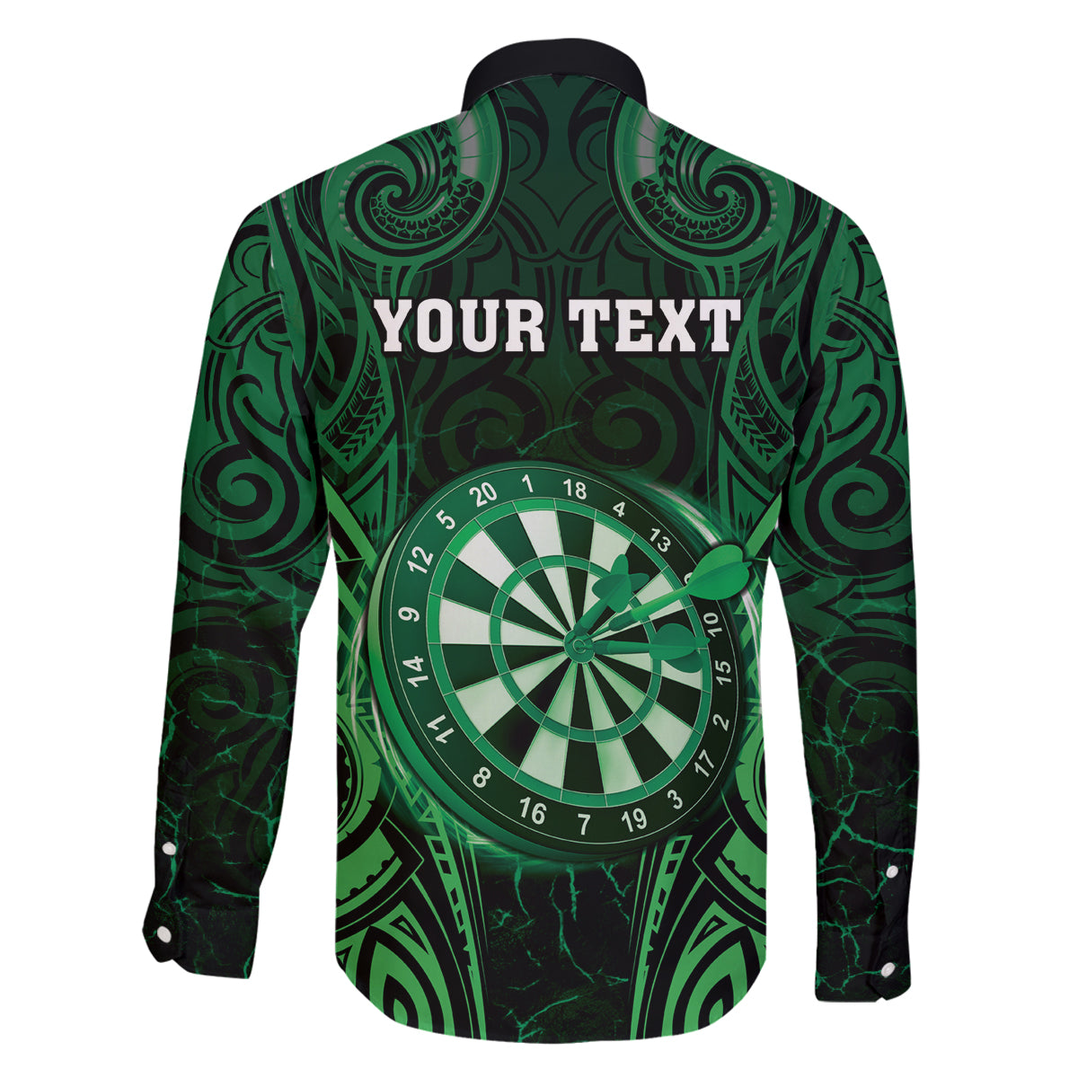 Personalised New Zealand Darts Family Matching Mermaid Dress and Hawaiian Shirt Green Dart Board Maori Pattern LT05 - Polynesian Pride