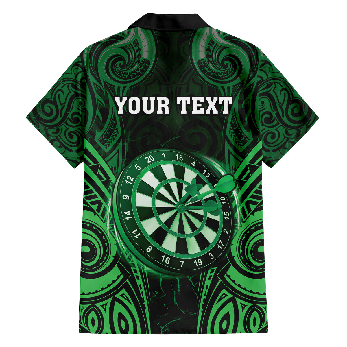 Personalised New Zealand Darts Family Matching Off Shoulder Maxi Dress and Hawaiian Shirt Green Dart Board Maori Pattern LT05 - Polynesian Pride