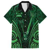 Personalised New Zealand Darts Family Matching Off Shoulder Short Dress and Hawaiian Shirt Green Dart Board Maori Pattern LT05 Dad's Shirt - Short Sleeve Green - Polynesian Pride